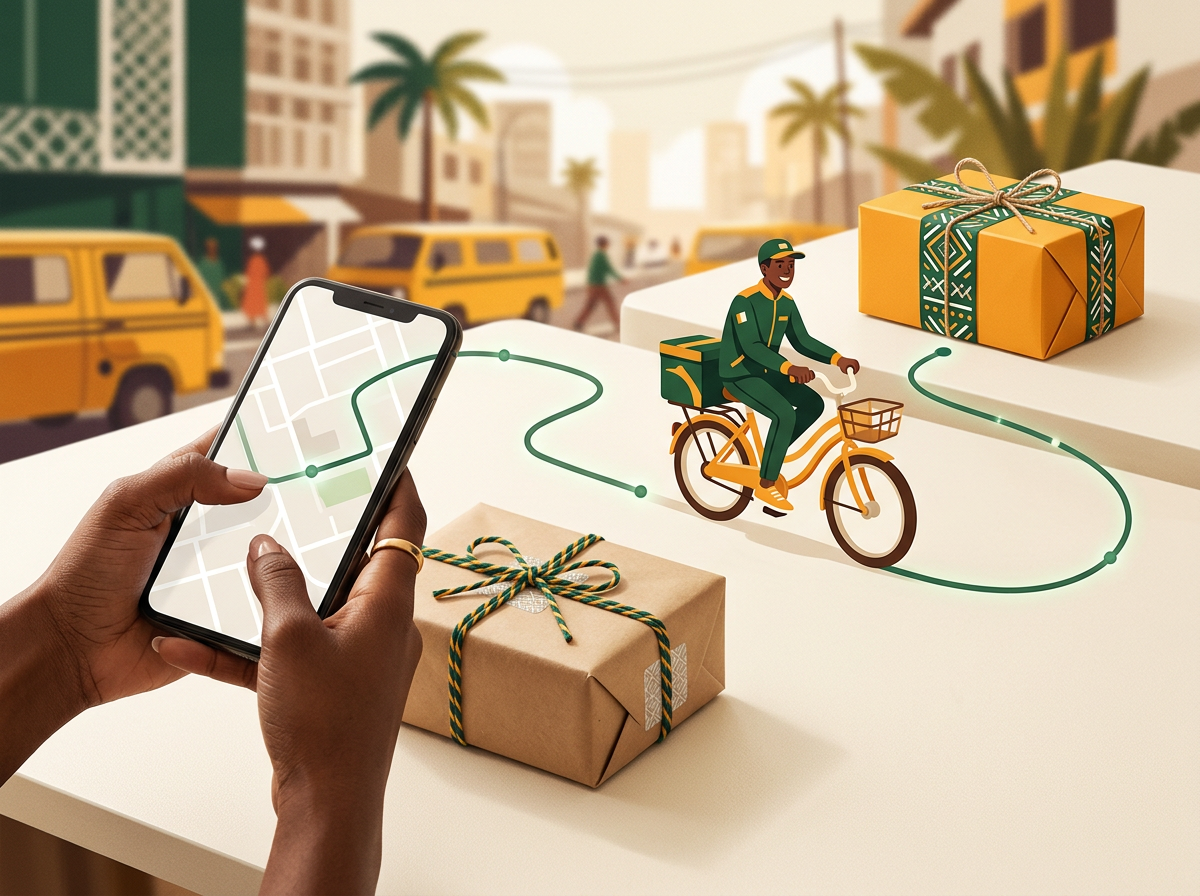 A parcel being photographed and matched to a delivery rider